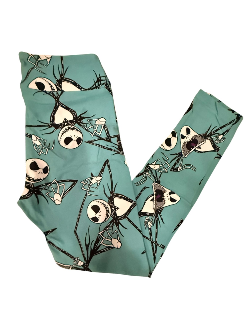 LuLaRoe Disney Nightmare Before Christmas Teal Leggings with jack Skeleton